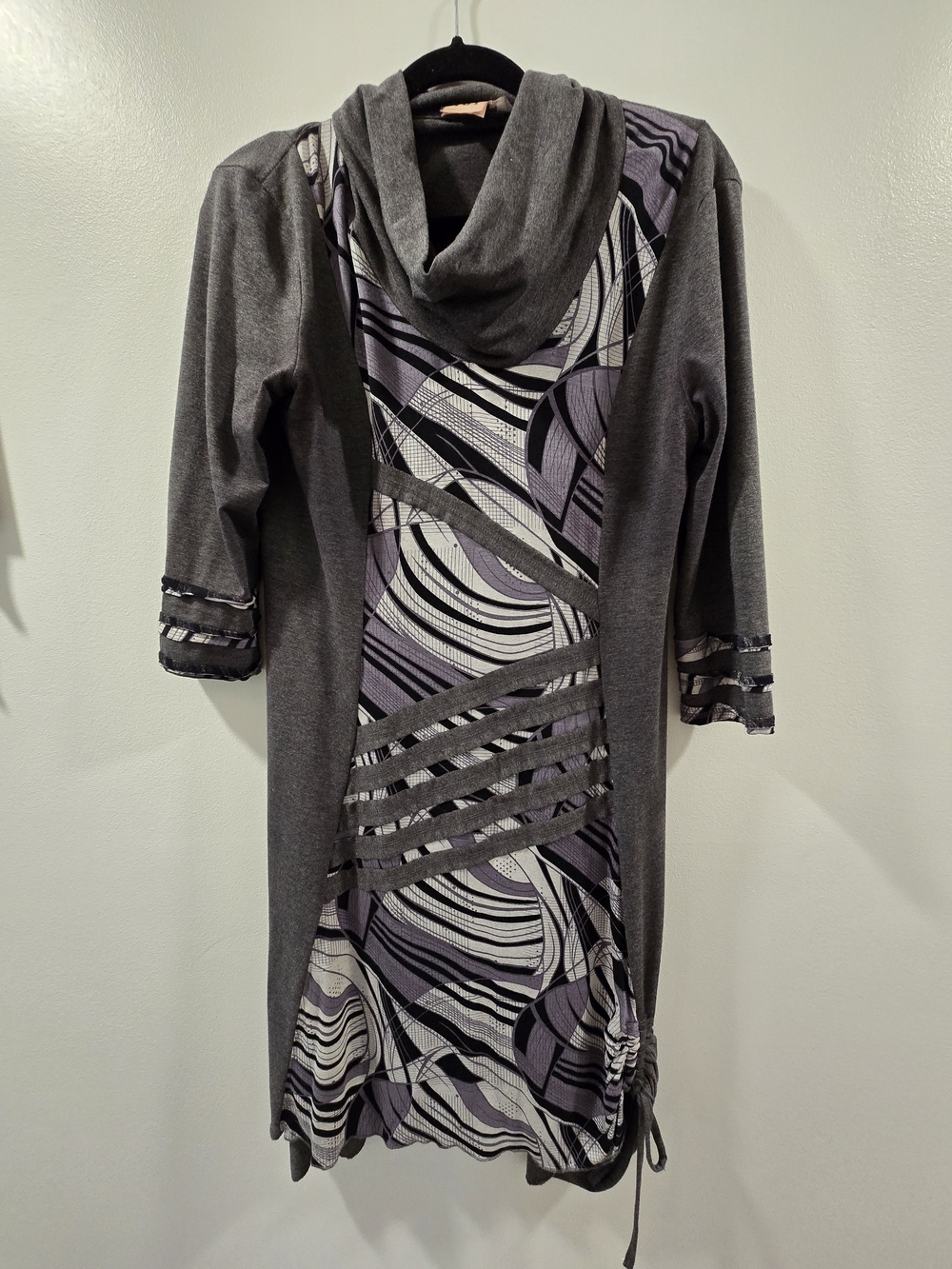 Dzhavael Art To Wear Cowl Neck Jersey Midi Dress Gray Purple